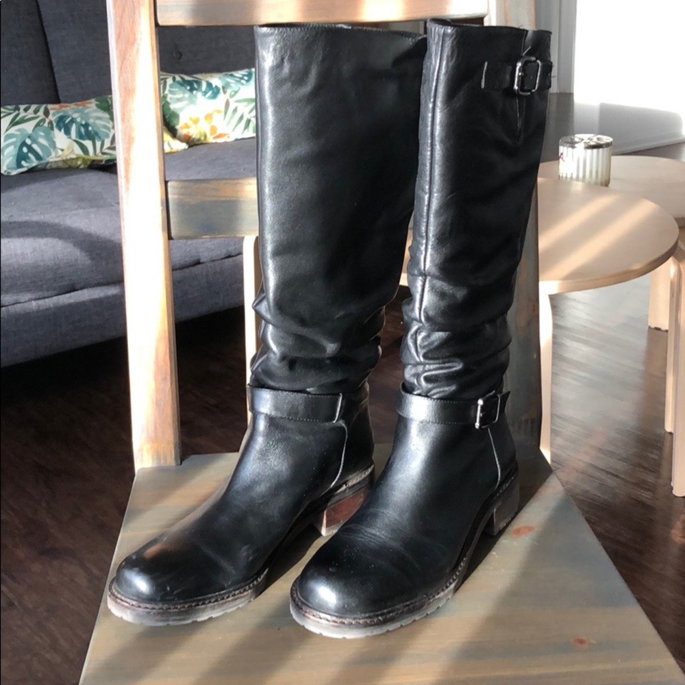 Studio Pollini Wide Calf Leather Boots